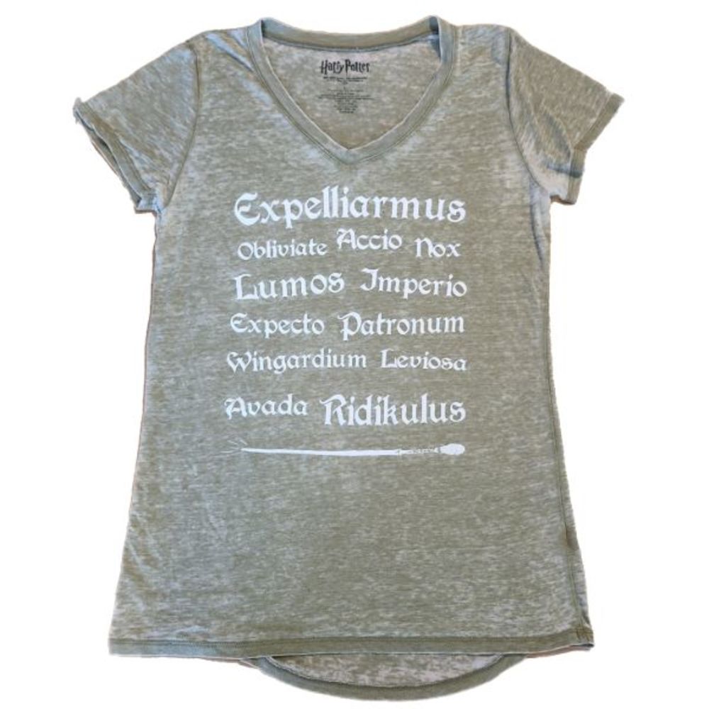 Harry‎ Potter Spells Graphic T-Shirt, Green,Size Large